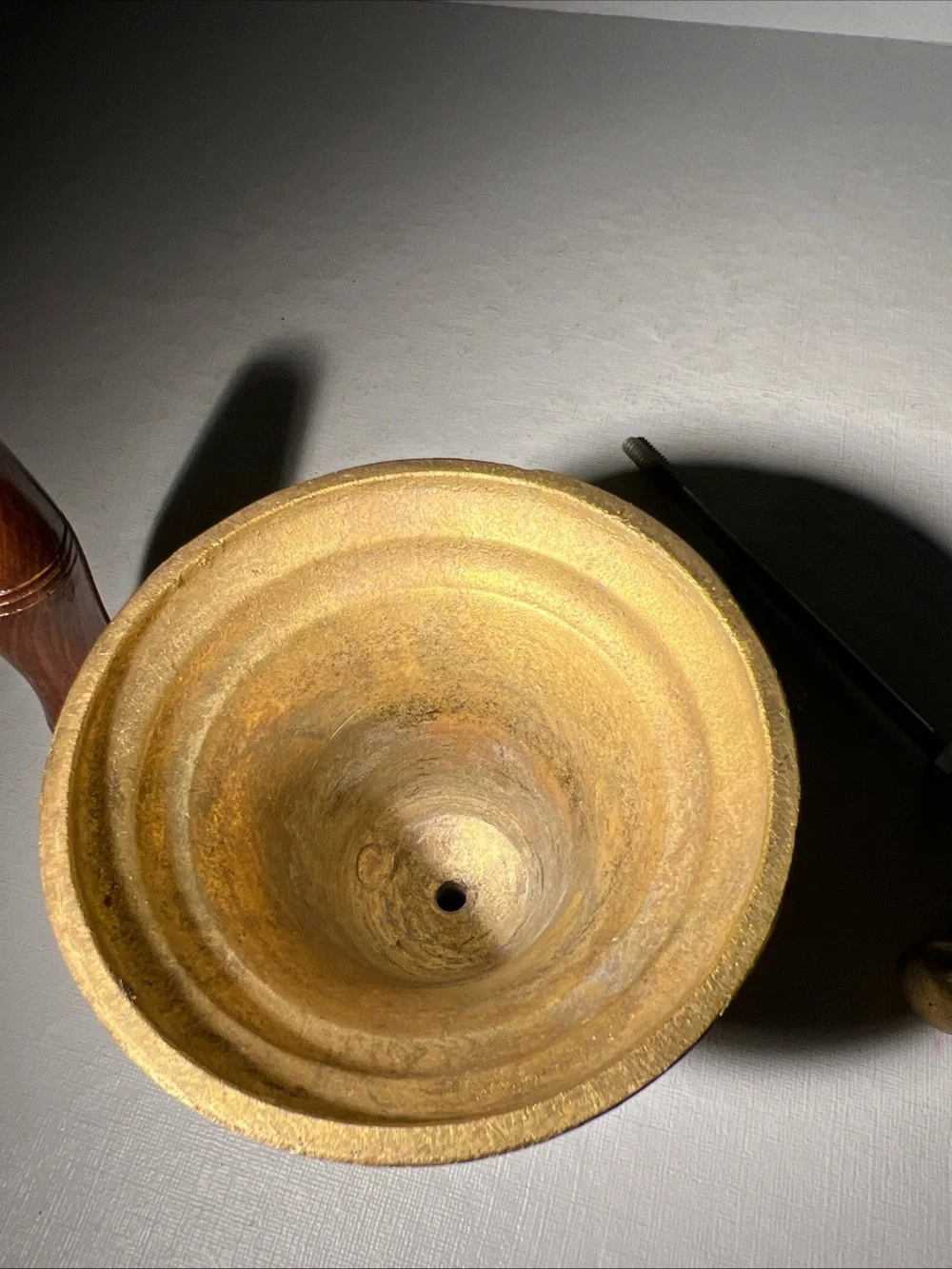 Vintage Brass Hand Bell Wooden Handle Family Ministries Church Bell